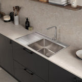 Rangemaster Boston Inset Mount Single Bowl Kitchen Sink For 600mm Cabinet in Stainless Steel Left Life Style