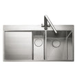 Rangemaster Cosmo Inset Mount One and Half Kitchen Sink For 600mm Cabinet in Stainless Steel Soft Brushed Left