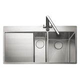 Rangemaster Cosmo Inset Mount One and Half Kitchen Sink For 600mm Cabinet in Stainless Steel Soft Brushed Left