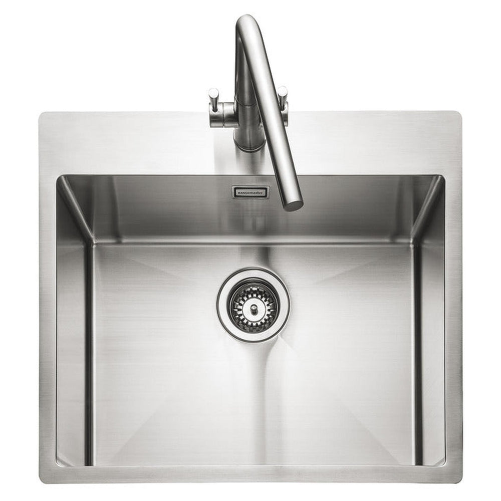 Rangemaster Cosmo Inset Mount Single Bowl Kitchen Sink For 600mm Cabinet in Stainless Steel 56560771
