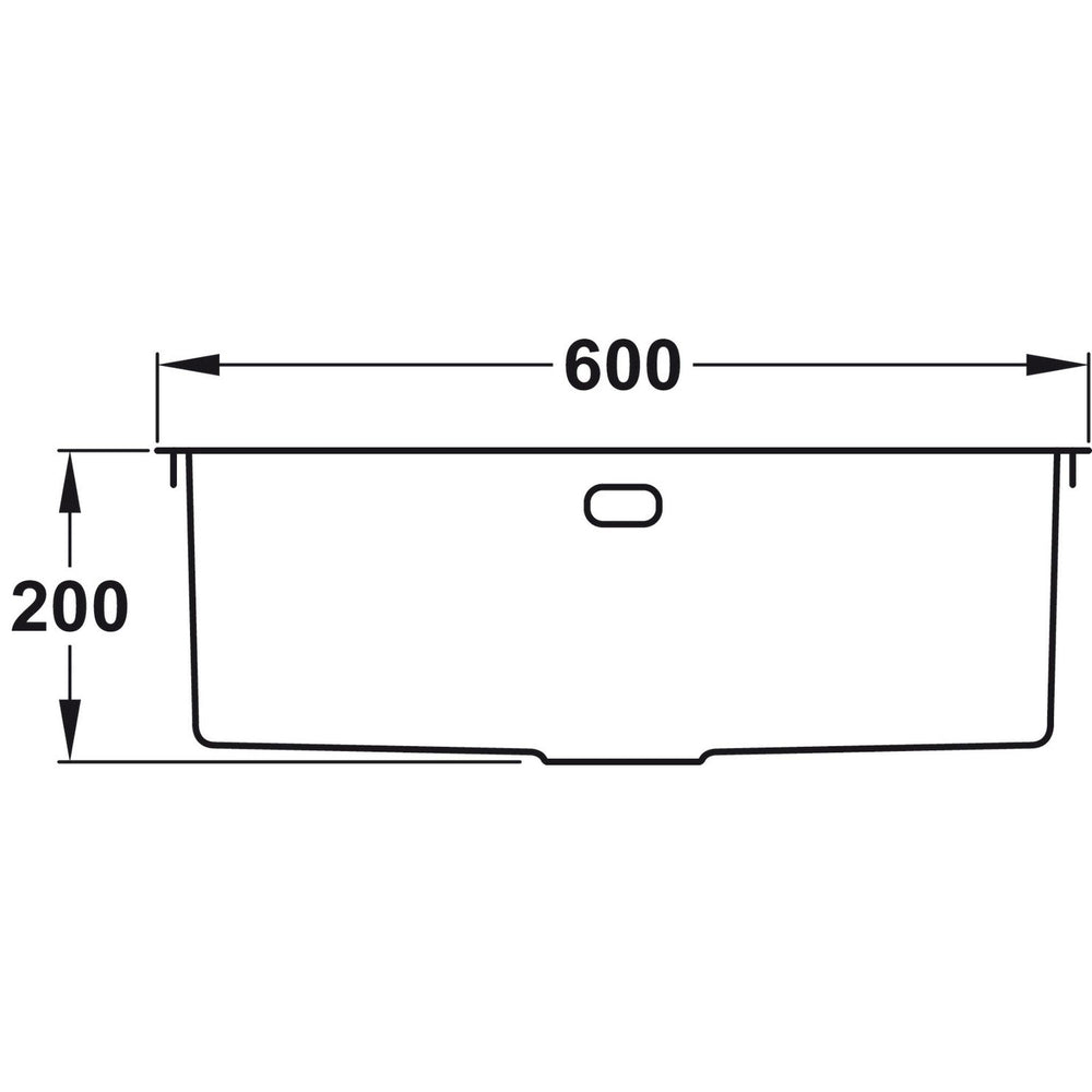 Rangemaster Cosmo Inset Mount Single Bowl Kitchen Sink For 600mm Cabinet in Stainless Steel 56560771 Dimension