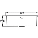 Rangemaster Cosmo Inset Mount Single Bowl Kitchen Sink For 600mm Cabinet in Stainless Steel 56560771 Dimension
