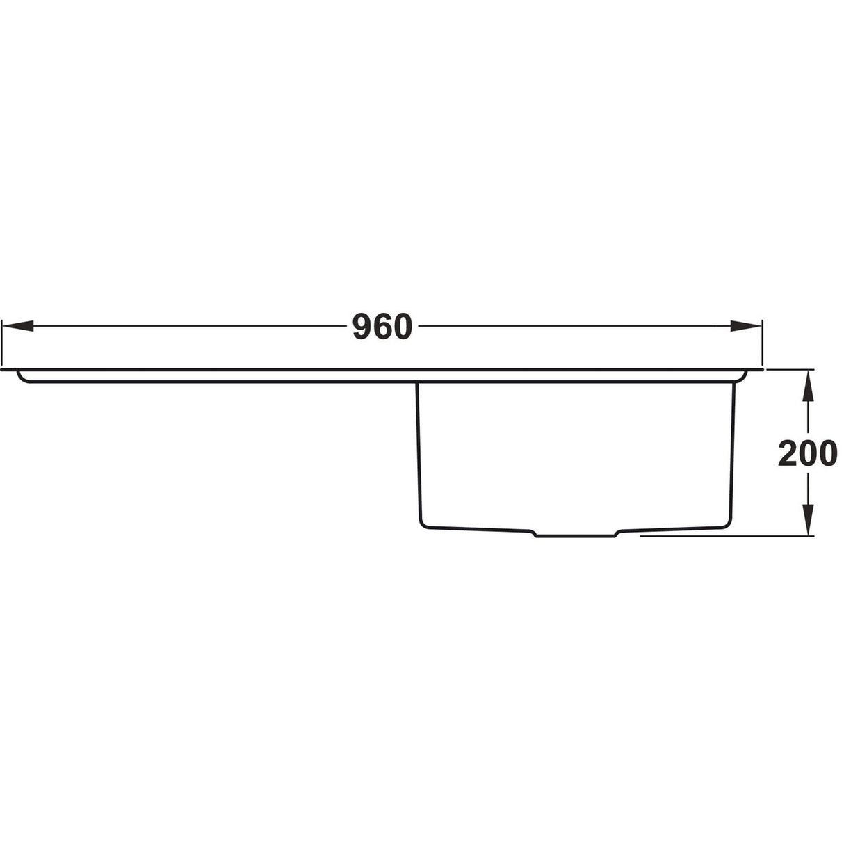 Rangemaster Cosmo Inset Mount Single Bowl With Kitchen Sink For 600mm Cabinet in Stainless Steel 56560540 Dimension