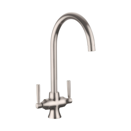 Rangemaster Cruciform Spa Filter Kitchen Tap with Dual Lever Control Classic Modern Aesthetic Brushed