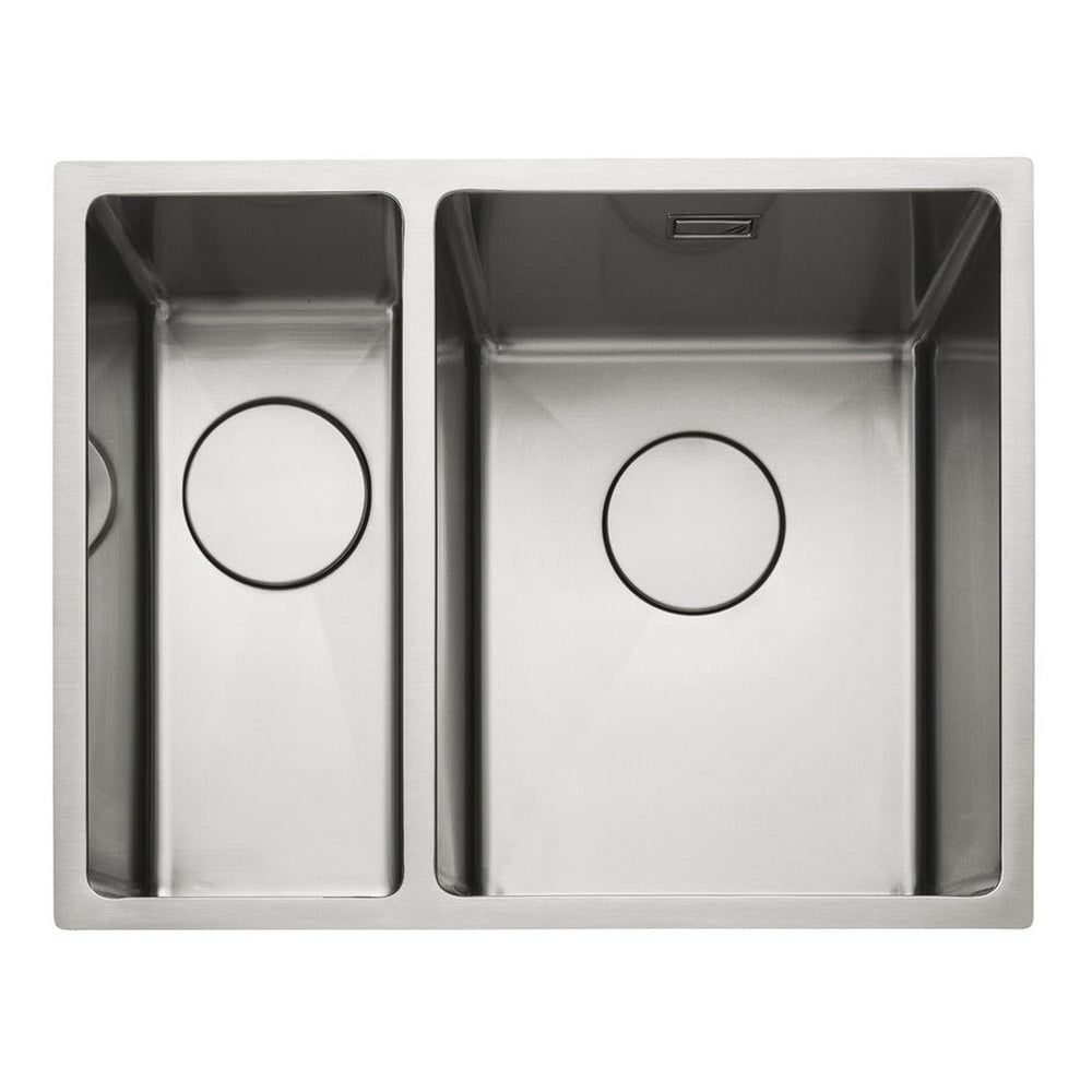 Rangemaster Cubix Undermount Inset Mount One and Half Bowl Kitchen Sink For 600mm Cabinet in Stainless Steel 56560500