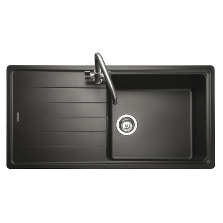 Rangemaster Elements Compact Inset Mount Ash black Single Bowl Kitchen Sink For 600mm Cabinet in Granite 57900501