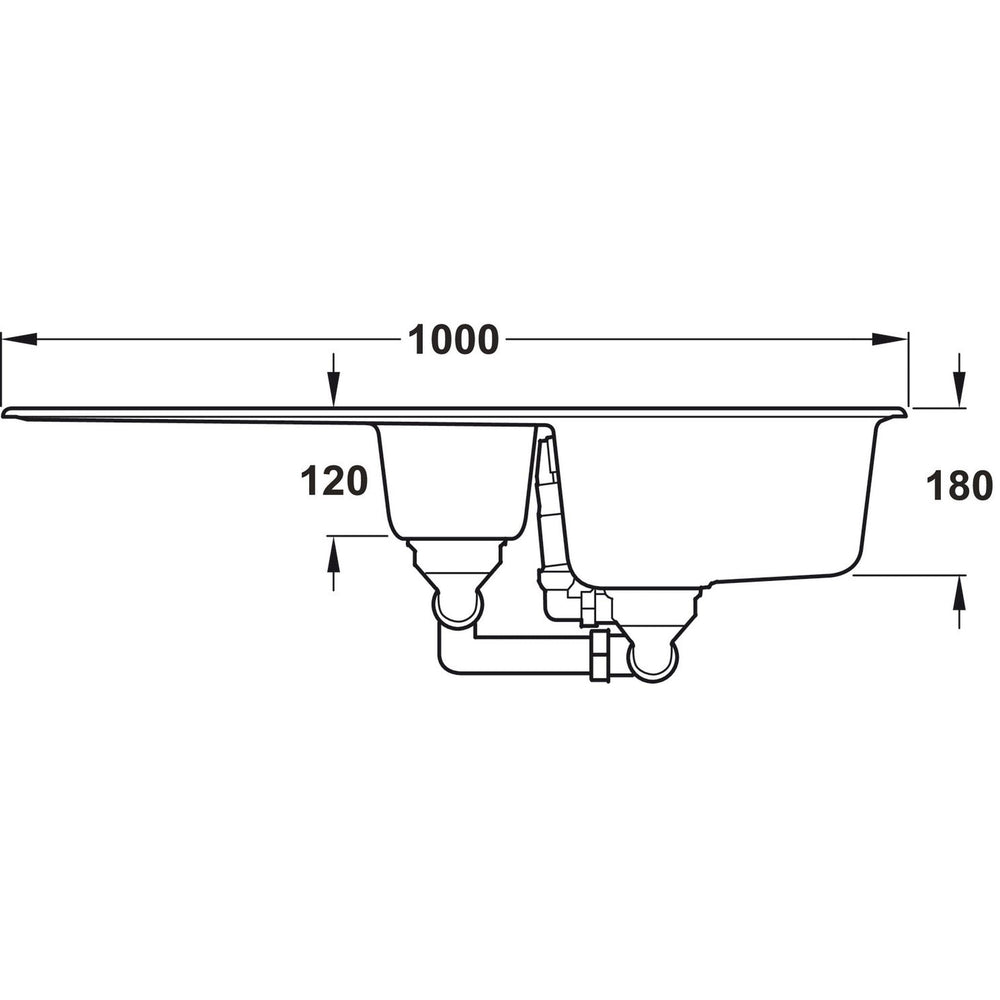 Rangemaster Elements Inset Mount One And Half Bowl Kitchen Sink For 600mm Cabinet Dimension