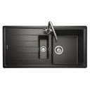 Rangemaster Elements Inset Mount One And Half Bowl Kitchen Sink For 600mm Cabinet in Granite Ash Black 57900511