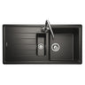 Rangemaster Elements Inset Mount One And Half Bowl Kitchen Sink For 600mm Cabinet in Granite Ash Black 57900511