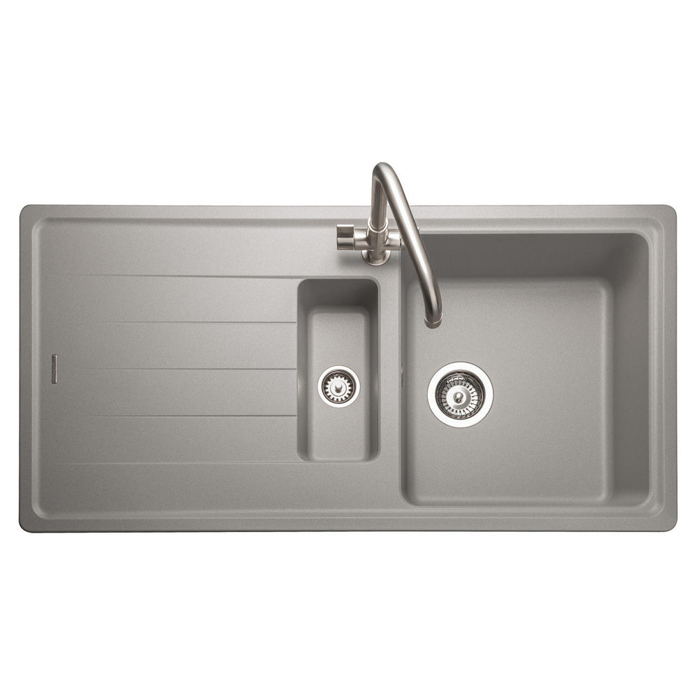 Rangemaster Elements Inset Mount One And Half Bowl Kitchen Sink For 600mm Cabinet in Granite Dove grey 57900811