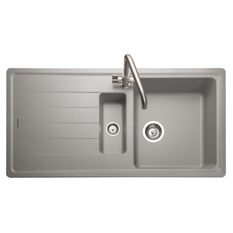 Rangemaster Elements Inset Mount One And Half Bowl Kitchen Sink For 600mm Cabinet in Granite Dove grey 57900811