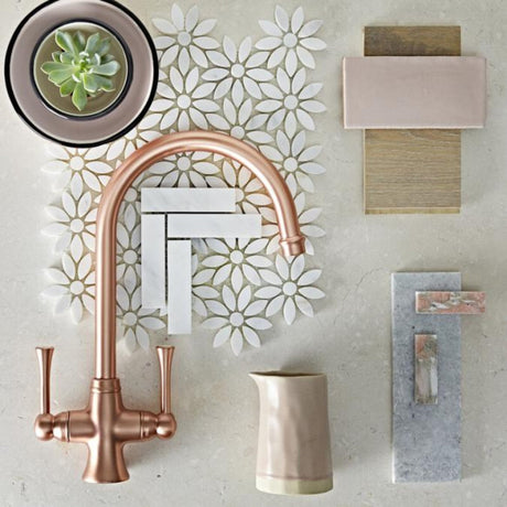 Rangemaster Estuary Mixer Tap With Dual Lever in Brass Brushed Copper Life Style