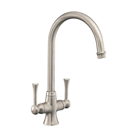 Rangemaster Estuary Mixer Tap With Dual Lever in Brass Brushed Nickel