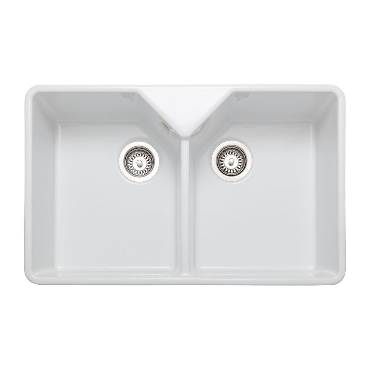 Rangemaster Farmhouse Belfast Mount Double Bowl Kitchen Sink for 800mm Cabinet in Granite White