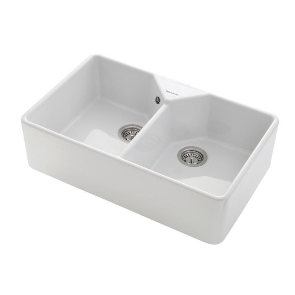 Rangemaster Farmhouse Belfast Mount Double Bowl Kitchen Sink for 800mm Cabinet in Granite White