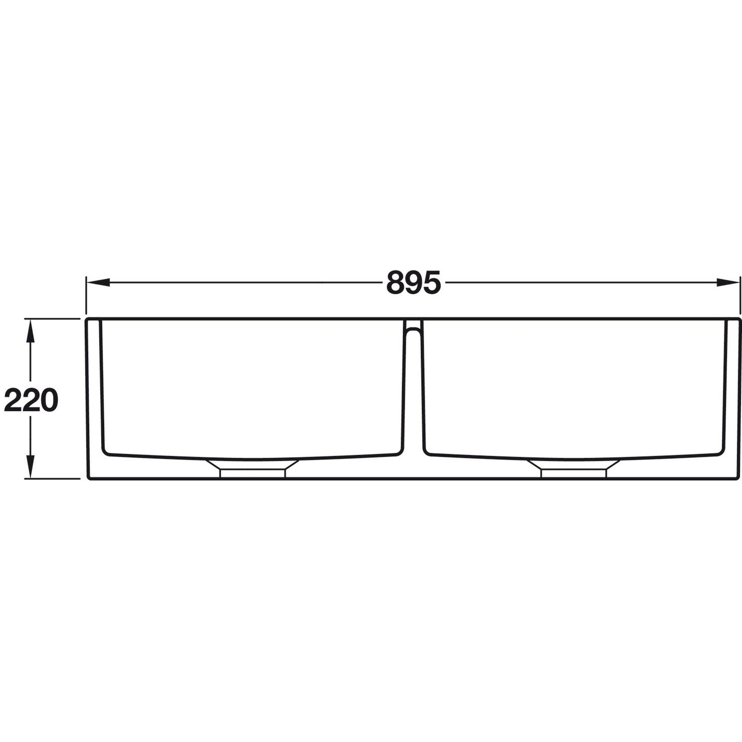 Rangemaster Farmhouse Belfast mount Double Bowl With Kitchen Sink For 900mm Cabinet in Ceramic White 56561790 Dimension