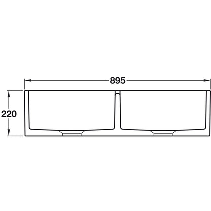 Rangemaster Farmhouse Belfast mount Double Bowl With Kitchen Sink For 900mm Cabinet in Ceramic White 56561790 Dimension
