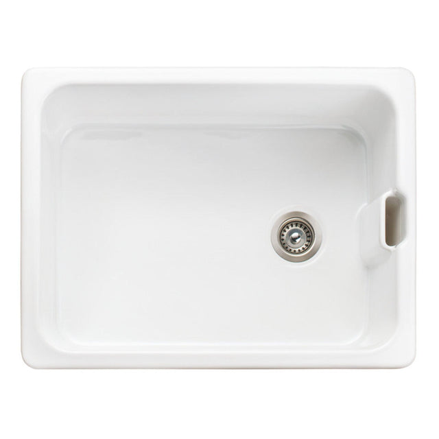 Rangemaster Farmhouse Undermount Single Bowl Kitchen Sink For 600mm Cabinet in Ceramic White