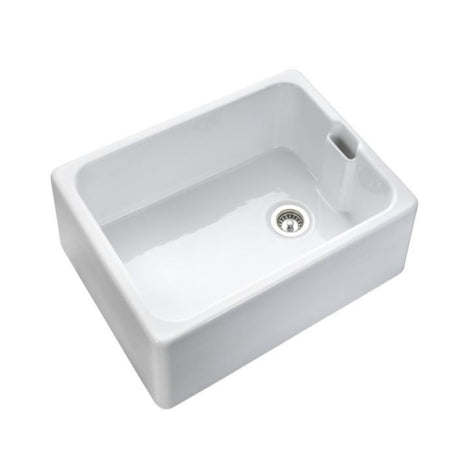 Rangemaster Farmhouse Undermount Single Bowl Kitchen Sink For 600mm Cabinet in Ceramic White