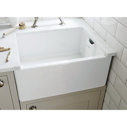 Rangemaster Farmhouse Undermount Single Bowl Kitchen Sink For 600mm Cabinet in Ceramic White 56562701 1