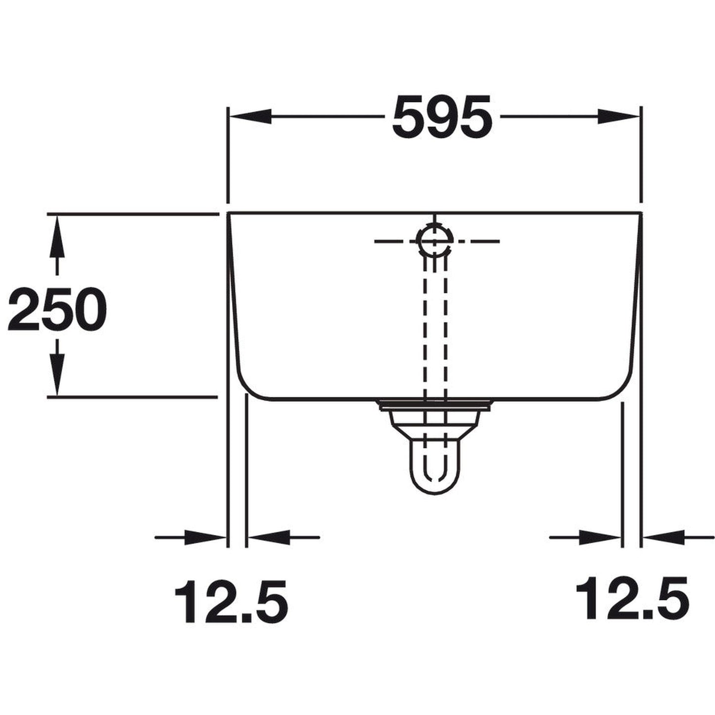 Rangemaster Farmhouse Undermount Single Bowl Kitchen Sink For 600mm Cabinet in Ceramic White 56562701 Dimension
