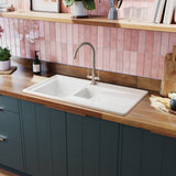 Rangemaster Hemlock C-Spout Kitchen Mixer Tap with Dual Knurled Lever Handle Brushed Nickel Life Style