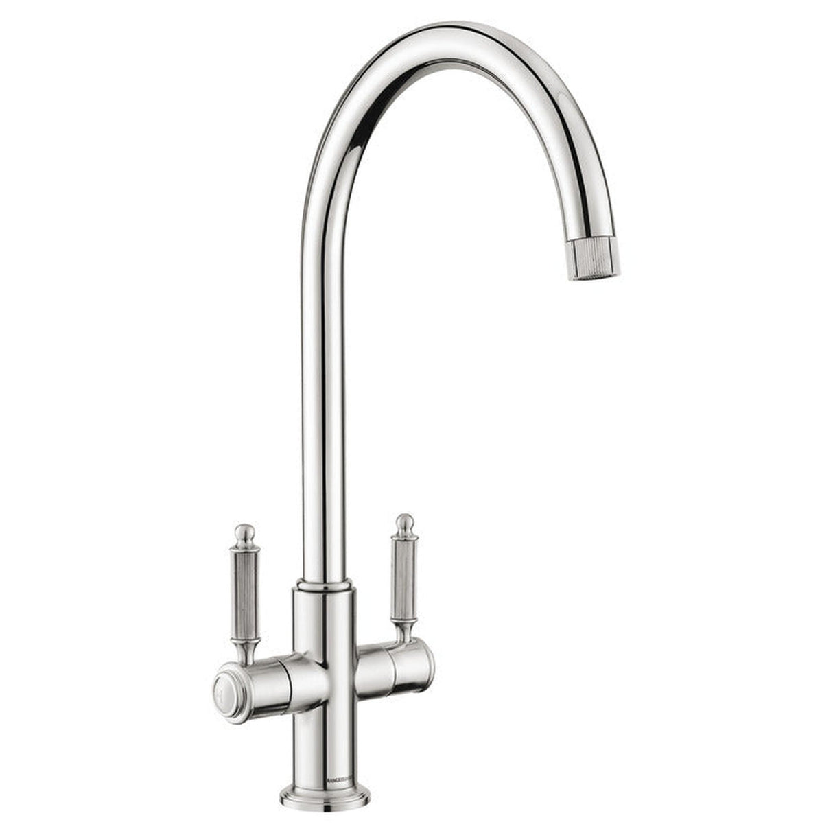 Rangemaster Hemlock C-Spout Kitchen Mixer Tap with Dual Knurled Lever Handle Polished Chrome