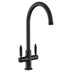 Rangemaster Hemlock C-Spout Mixer Tap Matt black With Dual Lever in Stainless Steel 56958300