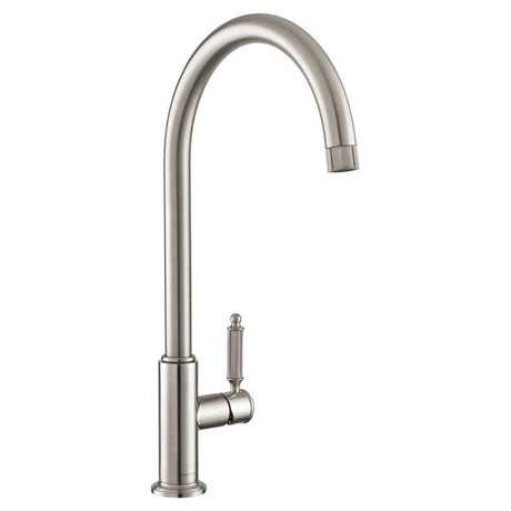 Rangemaster Hemlock C-Spout Mixer Tap With Single Lever Brushed Nickel 56958610