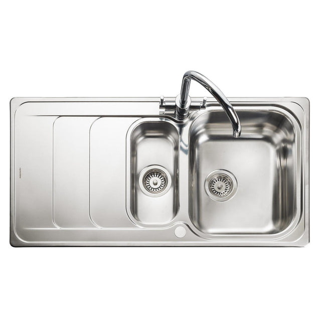 Rangemaster Houston Inset Mount One And Half Bowl Kitchen Sink For 600mm Cabinet in Stainless Steel Brushed 56560721