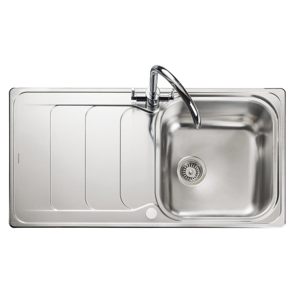Rangemaster Houston Inset Mount Single Bowl Kitchen Sink For 600mm Cabinet in Stainless Steel 56560711