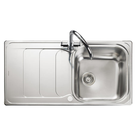 Rangemaster Houston Inset Mount Single Bowl Kitchen Sink For 600mm Cabinet in Stainless Steel 56560711