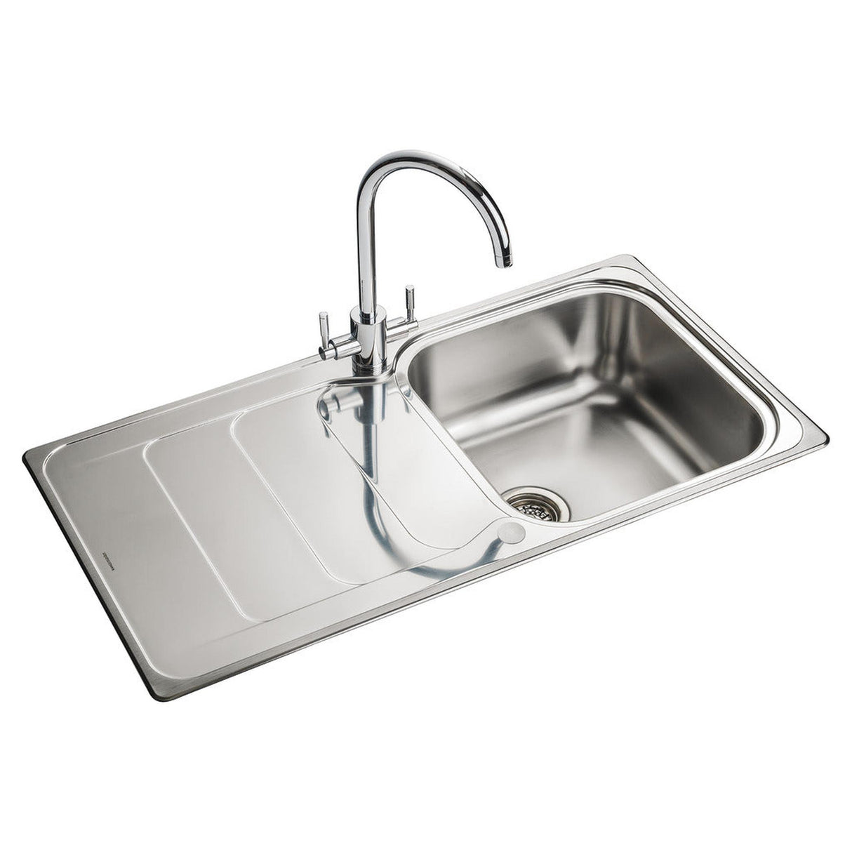 Rangemaster Houston Inset Mount Single Bowl Kitchen Sink For 600mm Cabinet in Stainless Steel 56560711 1