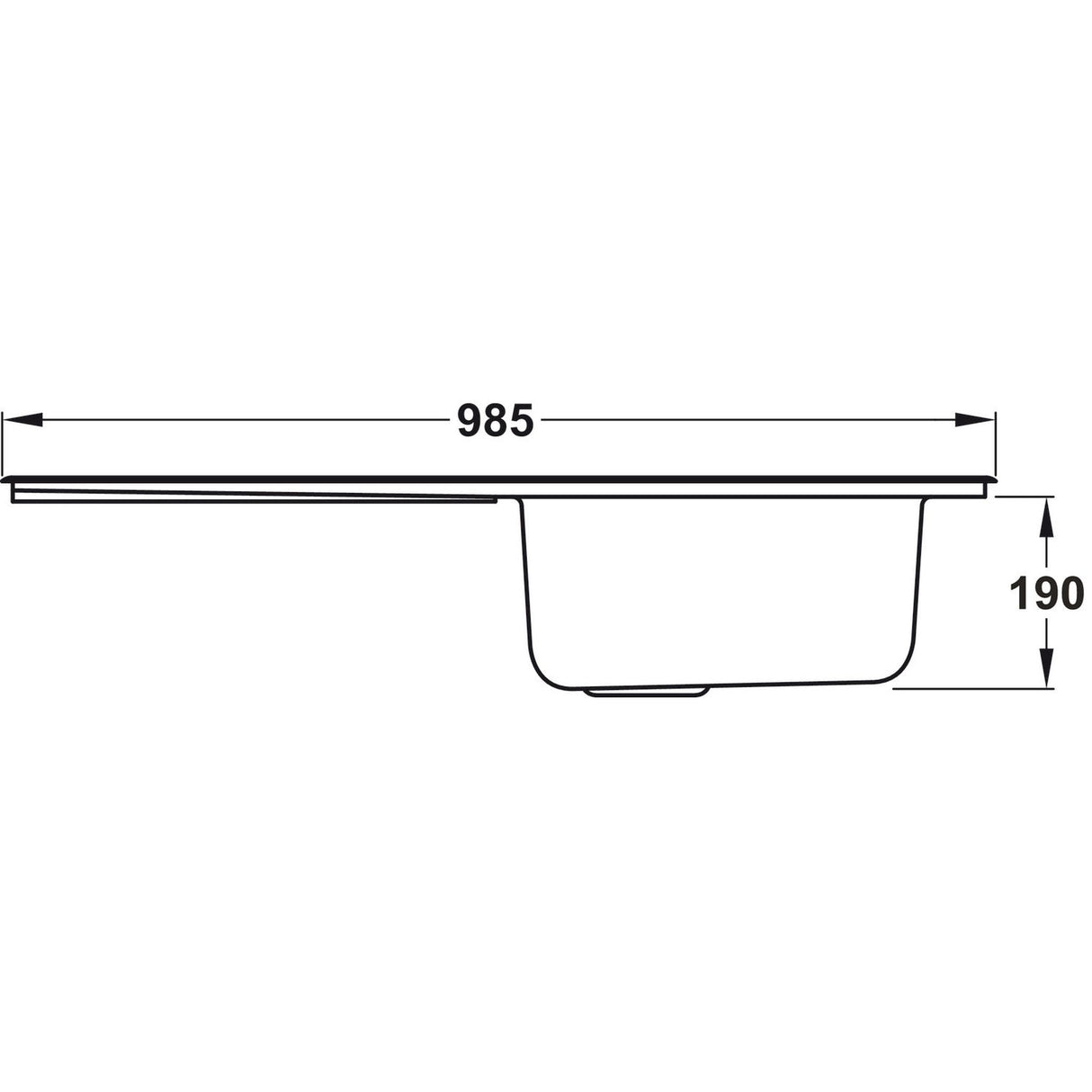 Rangemaster Houston Inset Mount Single Bowl Kitchen Sink For 600mm Cabinet in Stainless Steel 56560711 Dimension