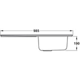 Rangemaster Houston Inset Mount Single Bowl Kitchen Sink For 600mm Cabinet in Stainless Steel 56560711 Dimension