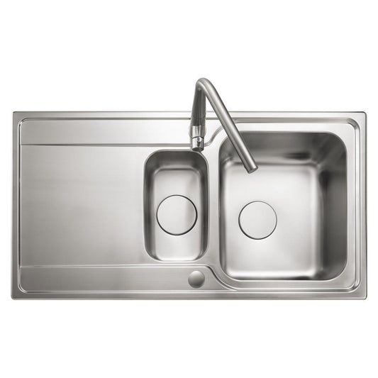 Rangemaster Iconica Inset Mount One and Half Bowl Kitchen Sink For 600mm Cabinet in Stainless Steel 56560701
