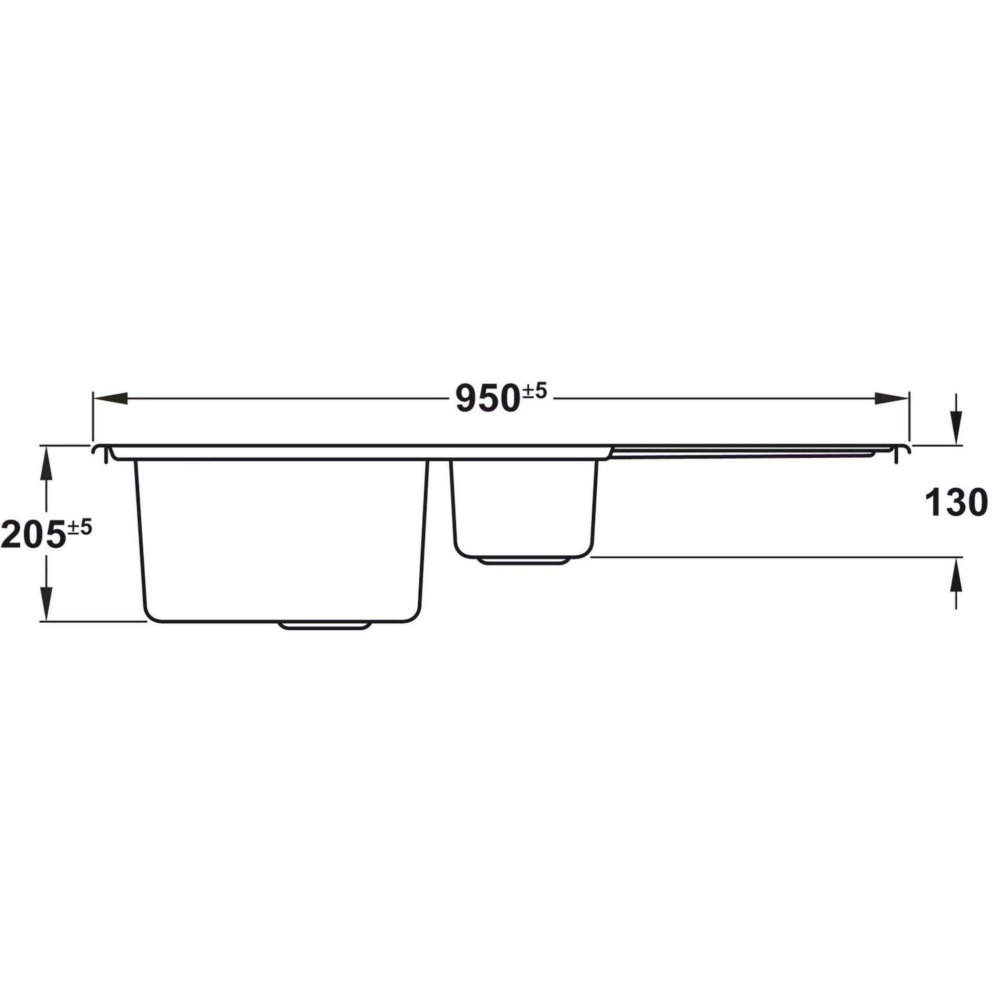 Rangemaster Iconica Inset Mount One and Half Bowl Kitchen Sink For 600mm Cabinet in Stainless Steel 56560701 Dimensions