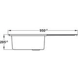Rangemaster Iconica Inset Mount Single Bowl Kitchen Sink For 600mm Cabinet in Stainless Steel 56560691 Dimensions