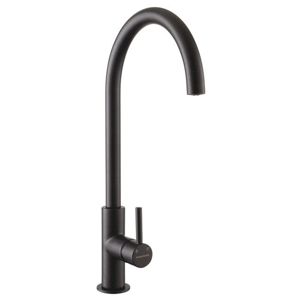 Rangemaster Igneous C-Spout Mixer Tap With Single Lever Mixer Tap Ash Black