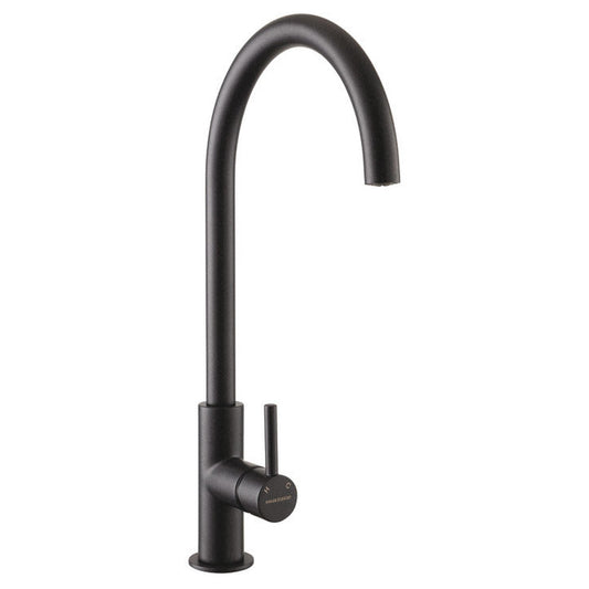 Rangemaster Igneous C-Spout Mixer Tap With Single Lever Mixer Tap Ash Black 56958530