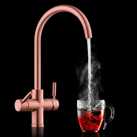 Rangemaster Intense Mixer Tap Brushed Copper with Dual Lever in Brass Life Style