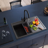 Rangemaster Intense Mixer Tap Matt Black with Dual Lever in Brass Life Style