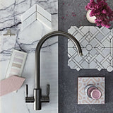Rangemaster Intense Mixer Tap Matt Black with Dual Lever in Brass Life Style
