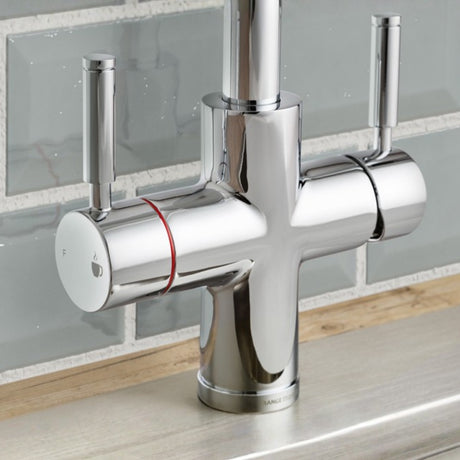 Rangemaster Intense Mixer Tap with Dual Lever in Brass Handle