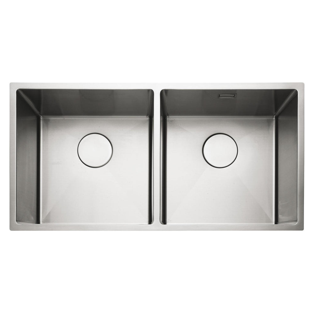 Rangemaster Kube Undermount Inset Mount Double Bowl Kitchen Sink For 900mm Cabinet in Stainless Steel
