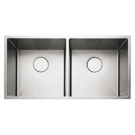 Rangemaster Kube Undermount Inset Mount Double Bowl Kitchen Sink For 900mm Cabinet in Stainless Steel