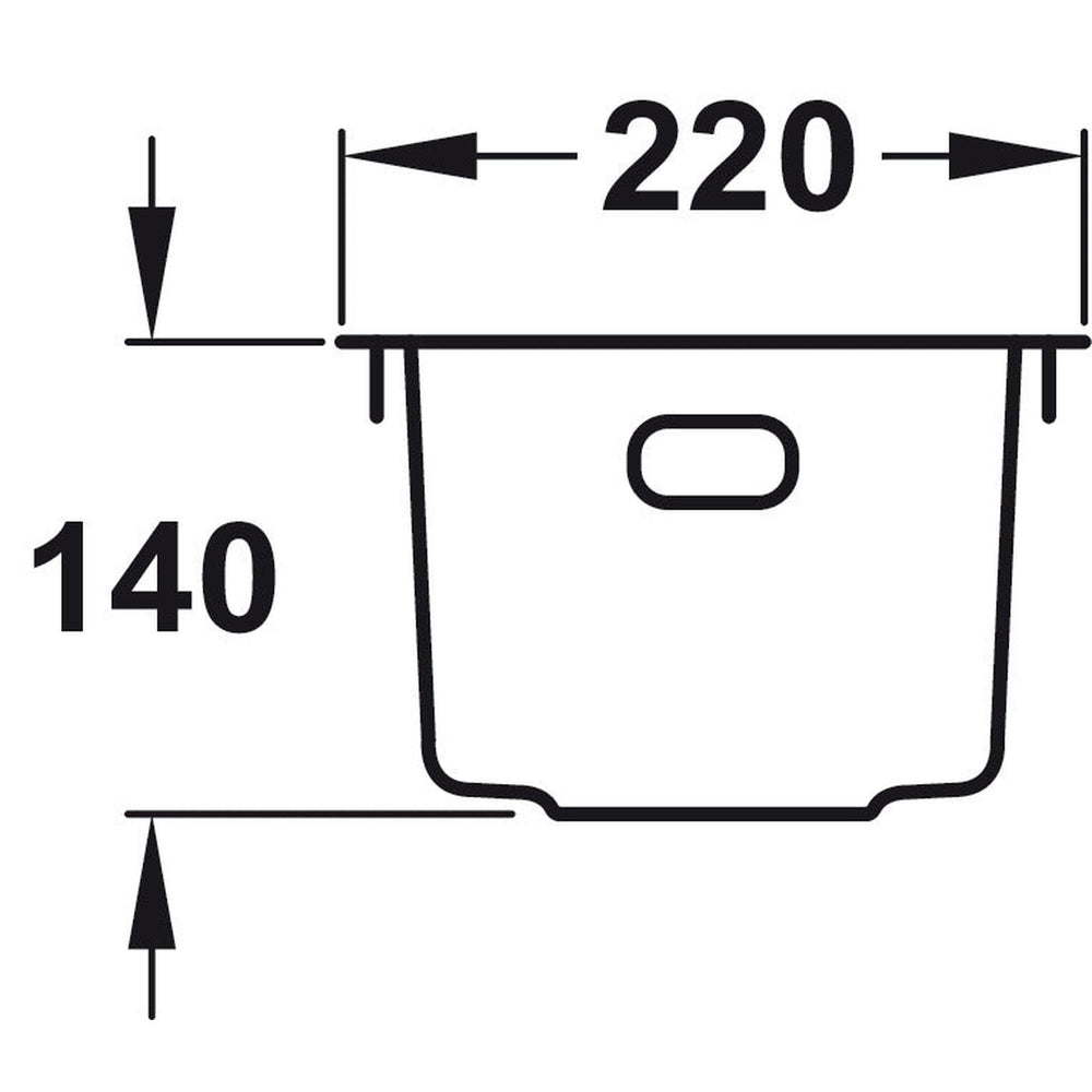 Rangemaster Kube Undermount Inset Mount Half Bowl Kitchen Sink For 300mm Cabinet in Stainless Steel Soft Brushed 56560341 Dimension