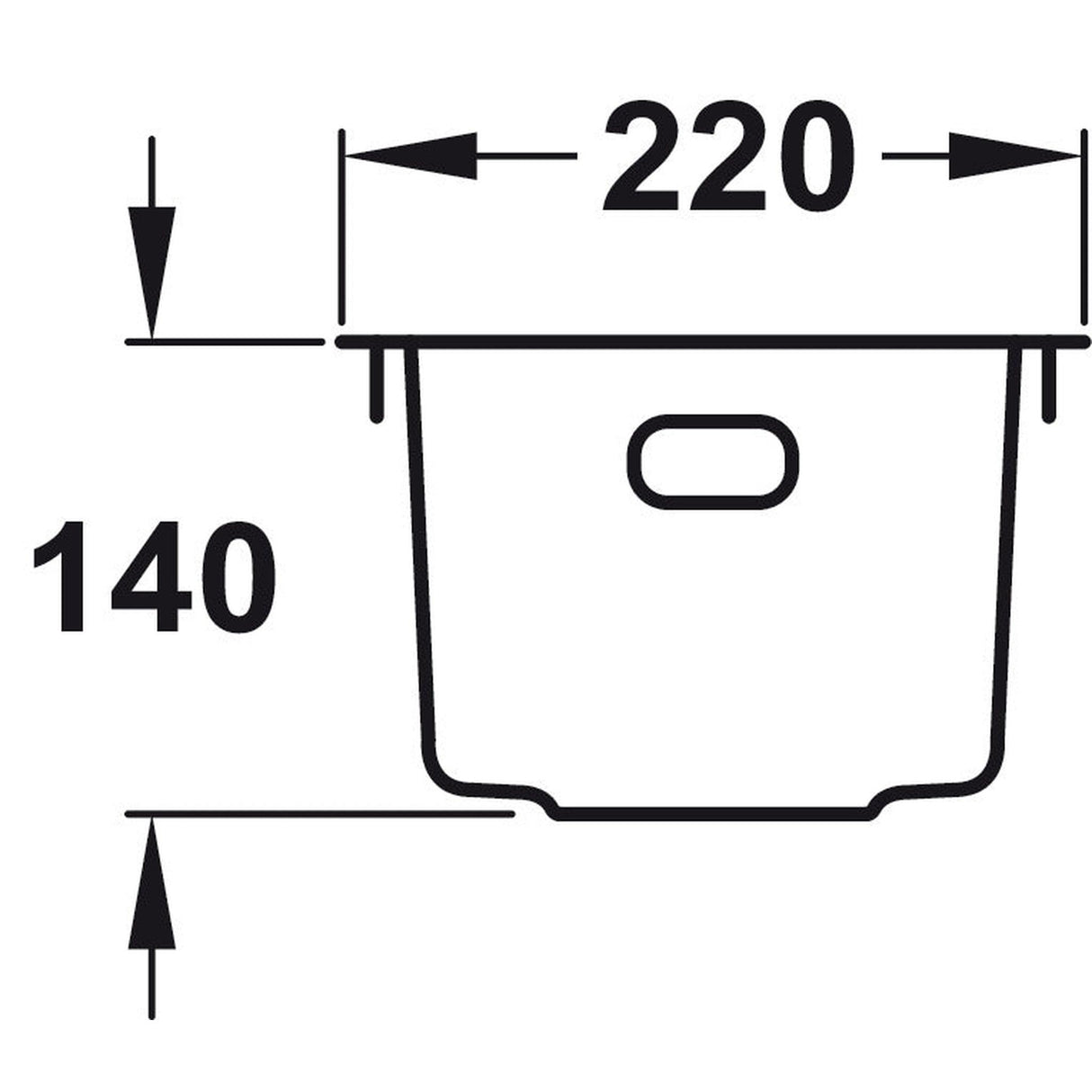 Rangemaster Kube Undermount Inset Mount Half Bowl Kitchen Sink For 300mm Cabinet in Stainless Steel Soft Brushed 56560341 Dimension