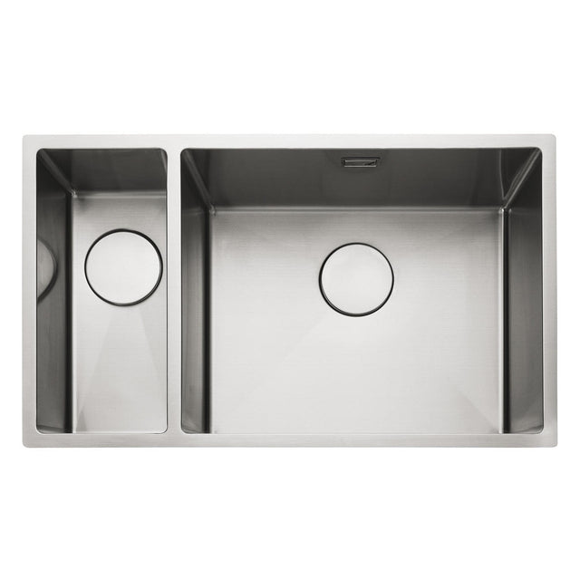Rangemaster Kube Undermount Inset Mount Left One and Half Bowl Kitchen Sink For 800mm Cabinet in Stainless Steel 56560400