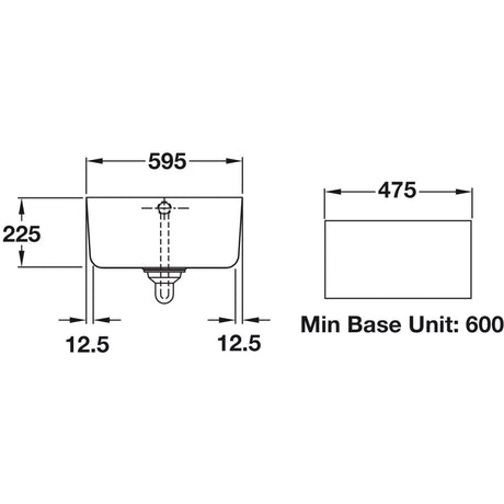 Rangemaster Leisure Belfast Mount Single Bowl Kitchen Sink For 600mm Cabinet in Ceramic White 56564740 Dimension